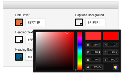 Customize site with color picker tool.