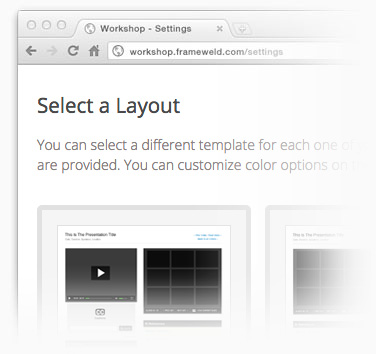 Workshop settings page for defining a list view of your video presentations.